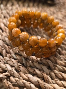 Amber-Tone Beaded Napkin Rings | Set of 10